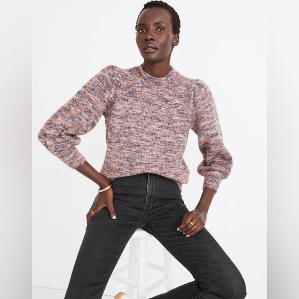 Madewell‎ Space Dye Eaton Puff-Sleeve Sweater